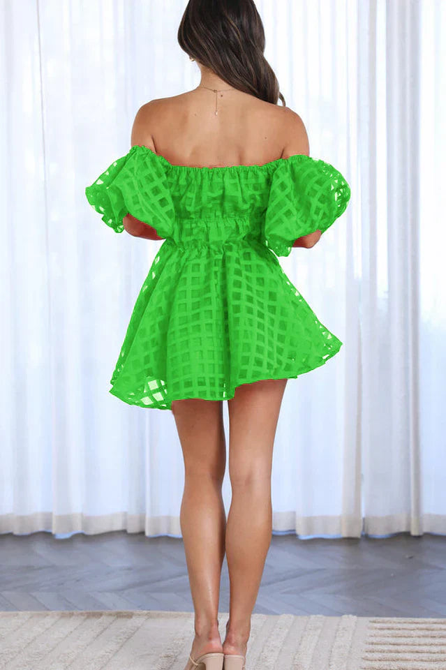 Evie – Off-Shoulder Mesh Mini Dress