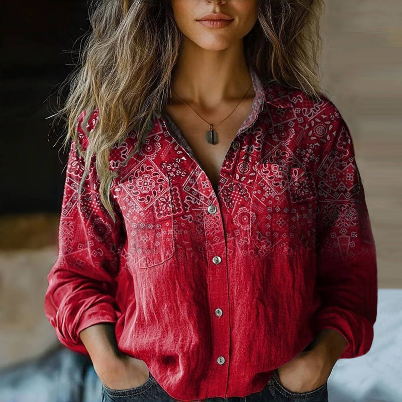 Nives™ – Bohemian Pattern Vintage Blouse