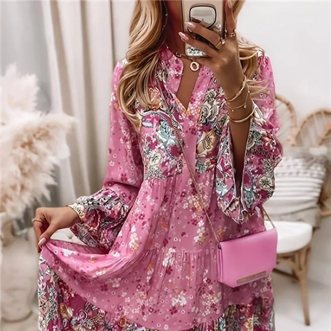 Ashley - Abito boho stampato copri pancia