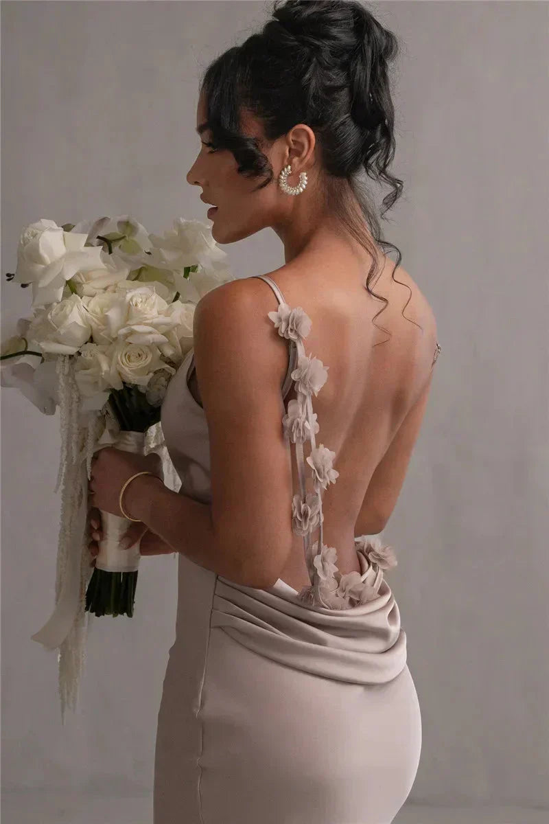 Cassiane – Floral Strap Backless Gown