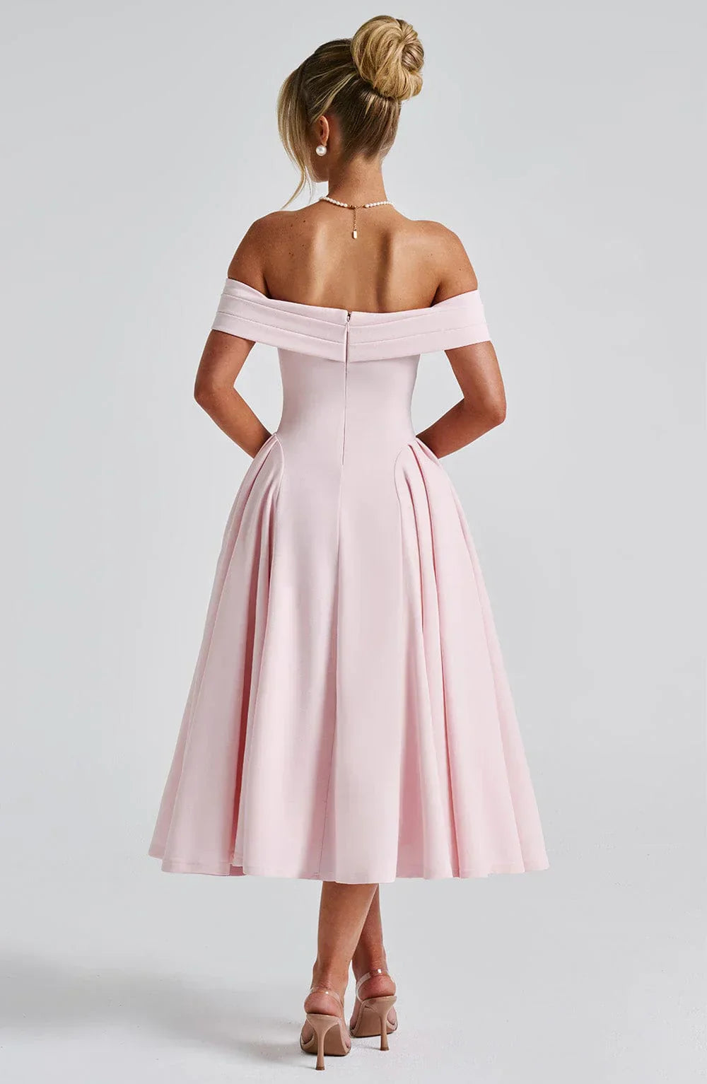 Teodora – Off-Shoulder Pleated Midi Gown