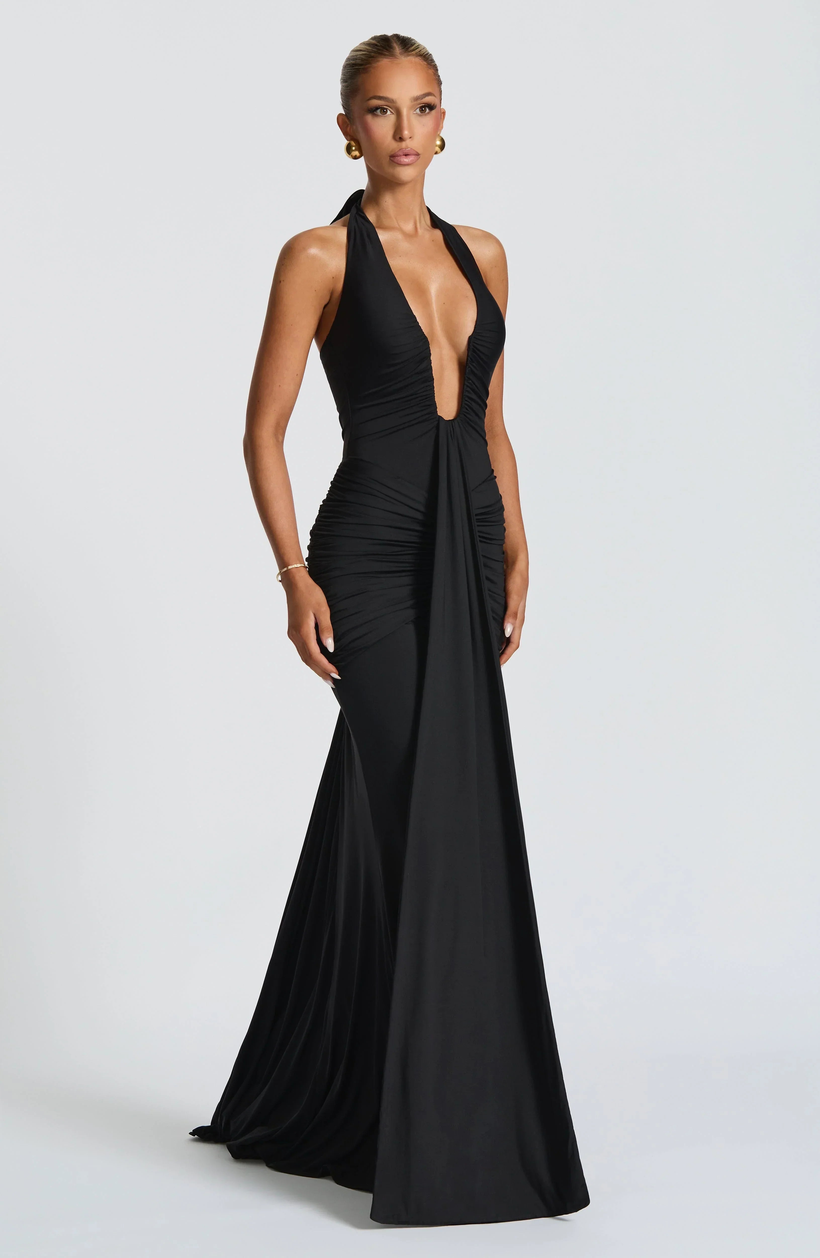 Bianca – Ruched Halter-Neck Gown