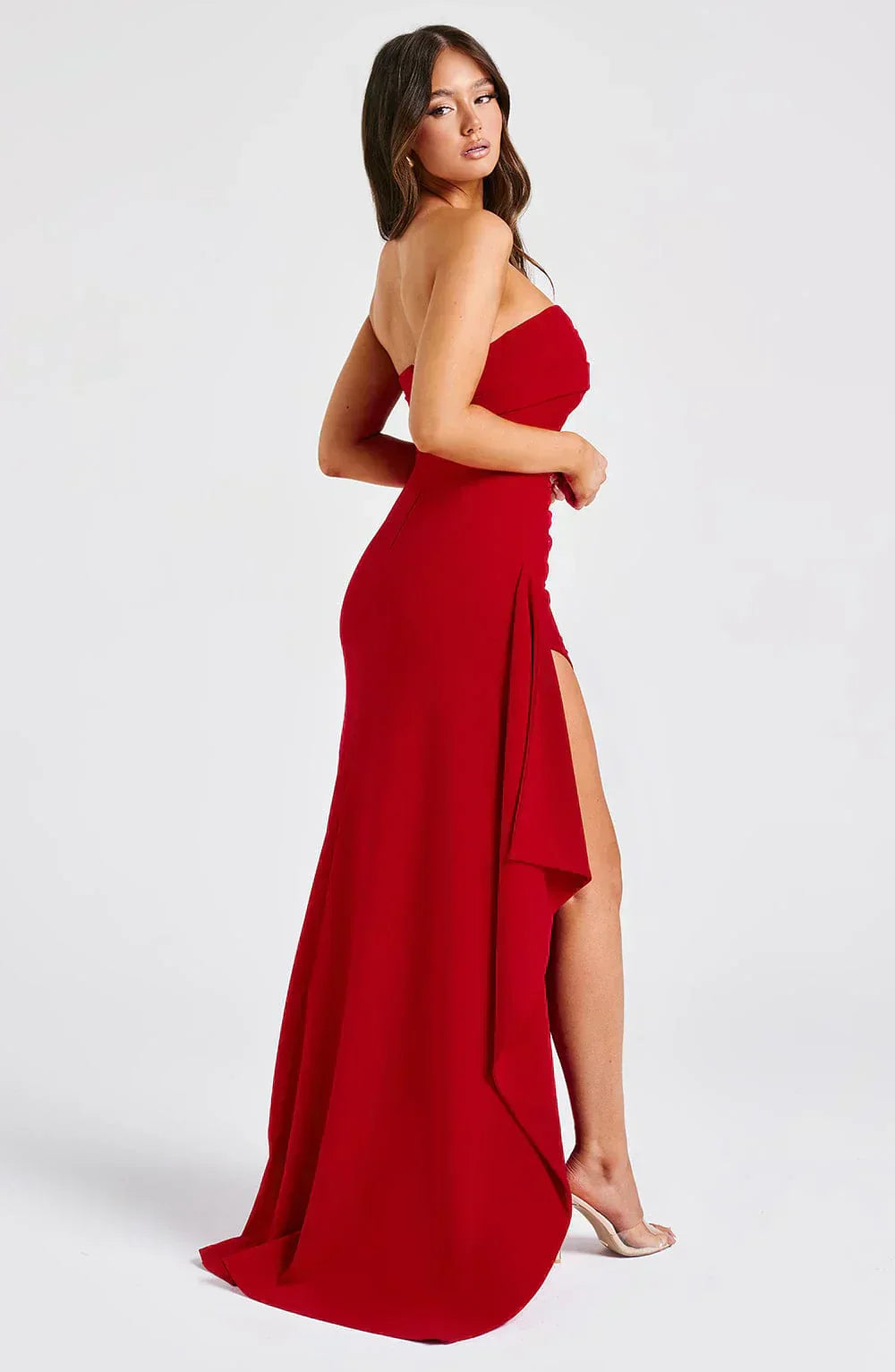 Selene – Strapless Drape Slit Gown