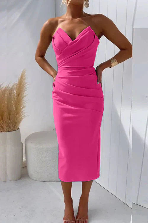 Norella – Draped Sweetheart Midi Dress