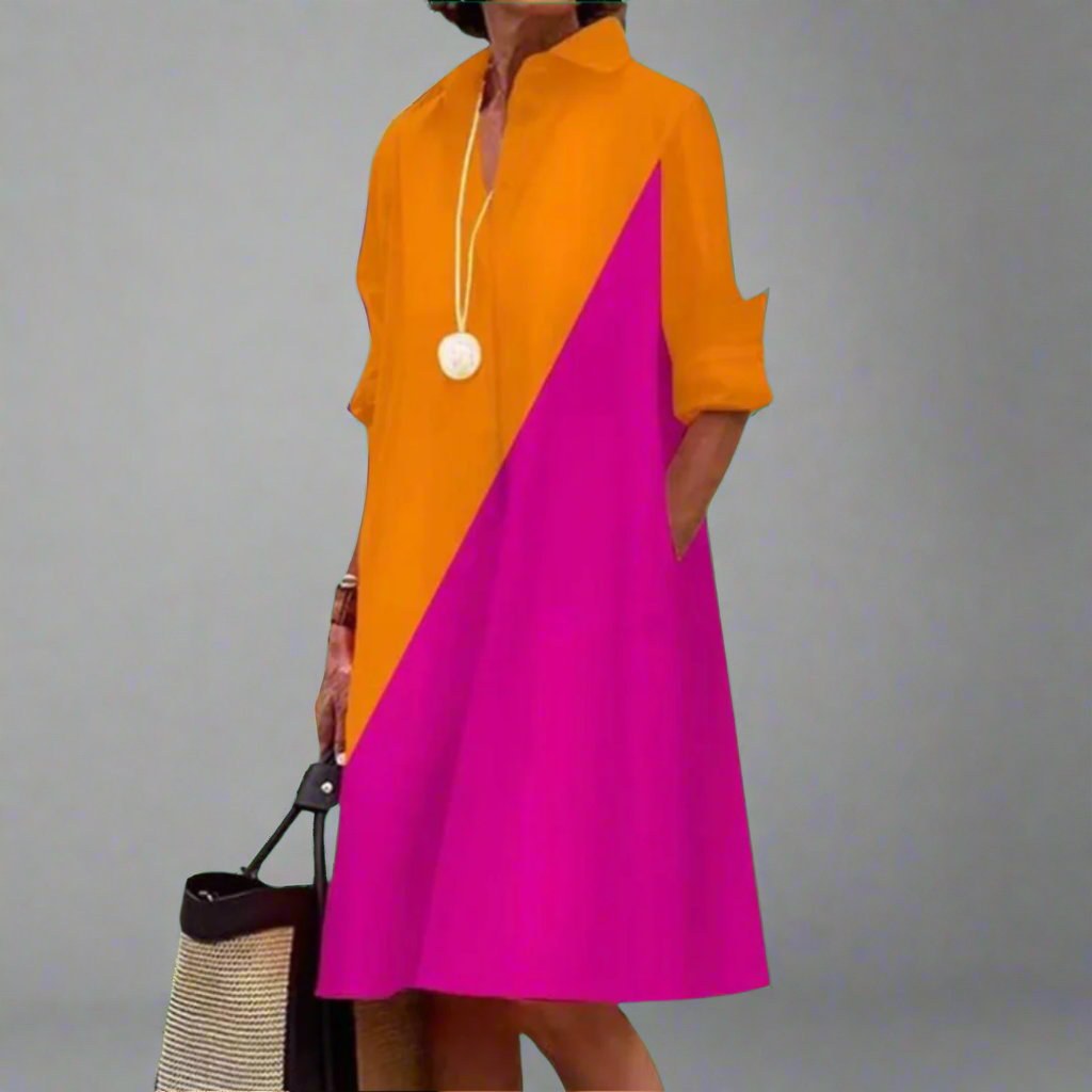 Eska - Mid-calf 3D printed dress with gradient
