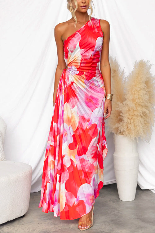 Sophie – One Shoulder Pleated Midi Dress