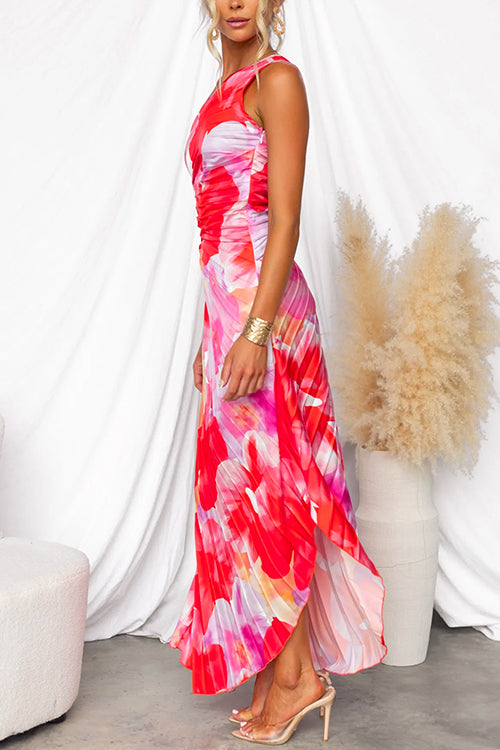 Sophie – One Shoulder Pleated Midi Dress