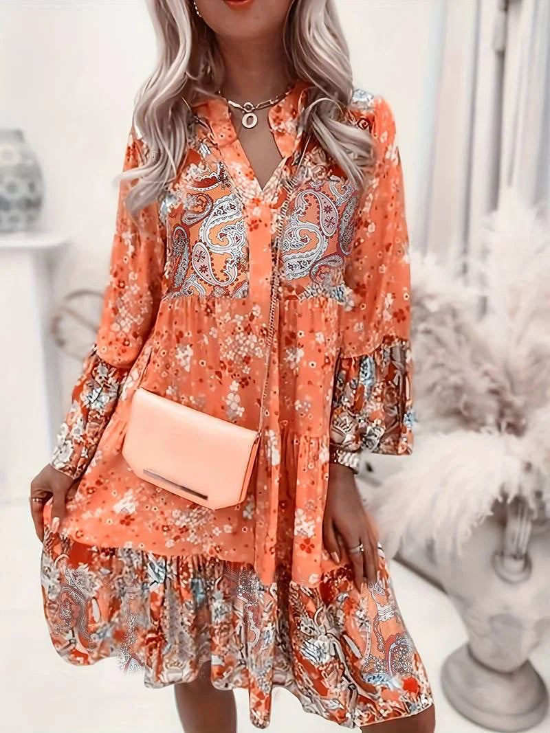 Ashley - Abito boho stampato copri pancia