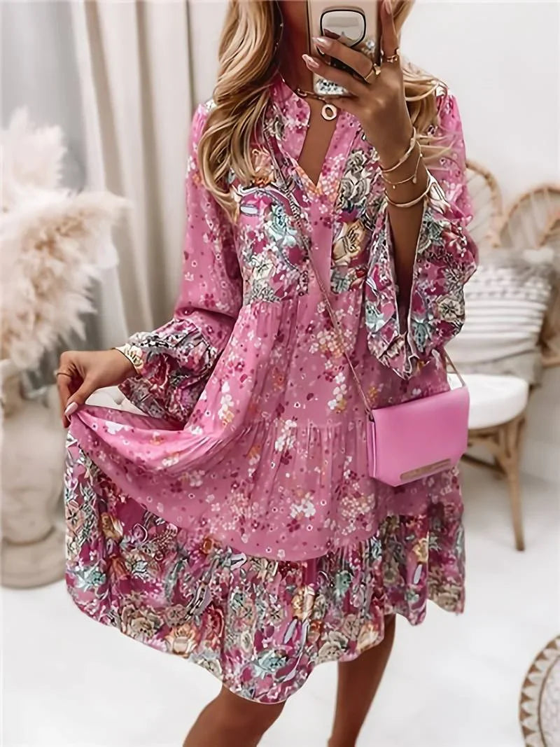 Ashley - Abito boho stampato copri pancia