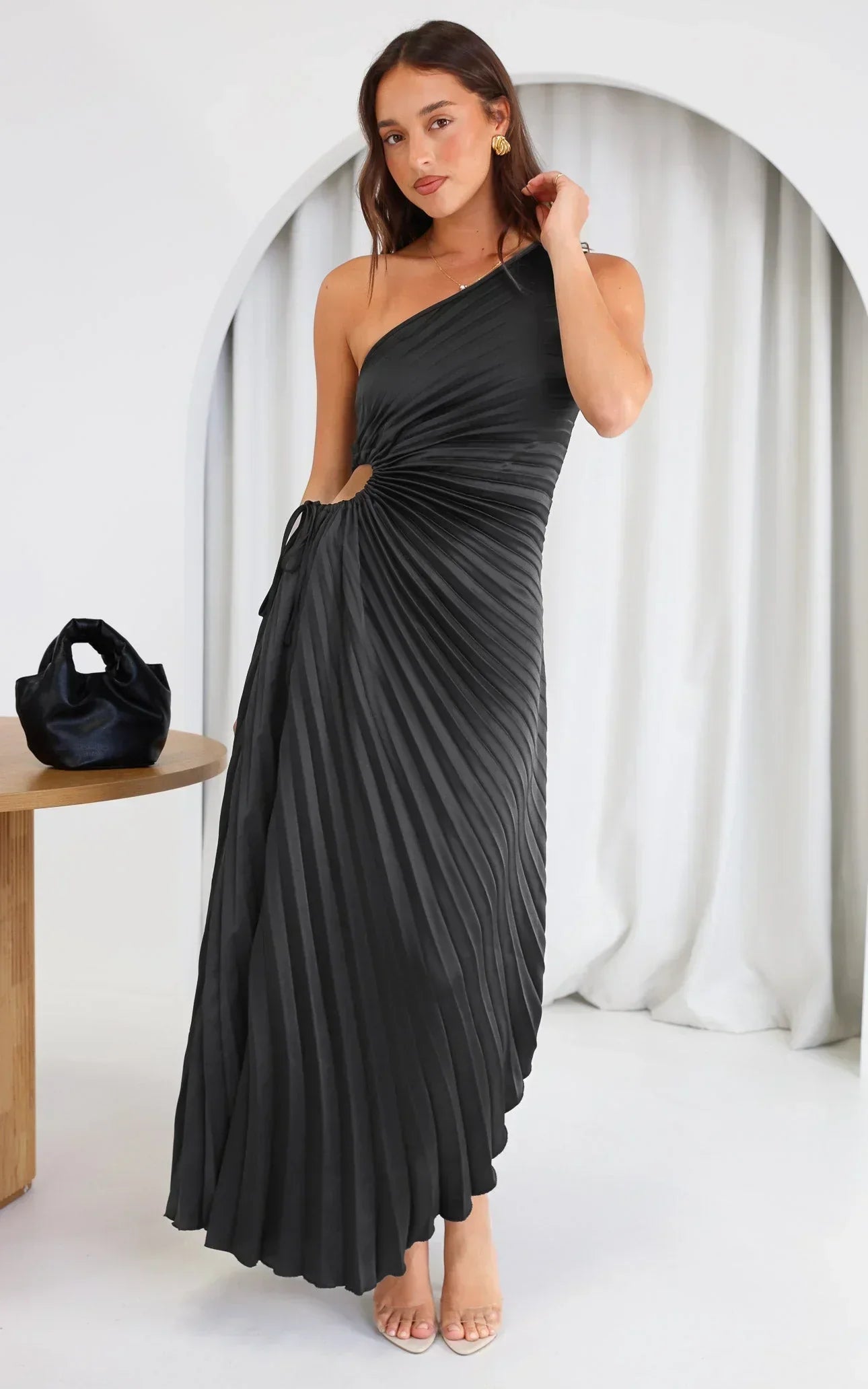 Sylviana – Twist-Pleated Midi Dress