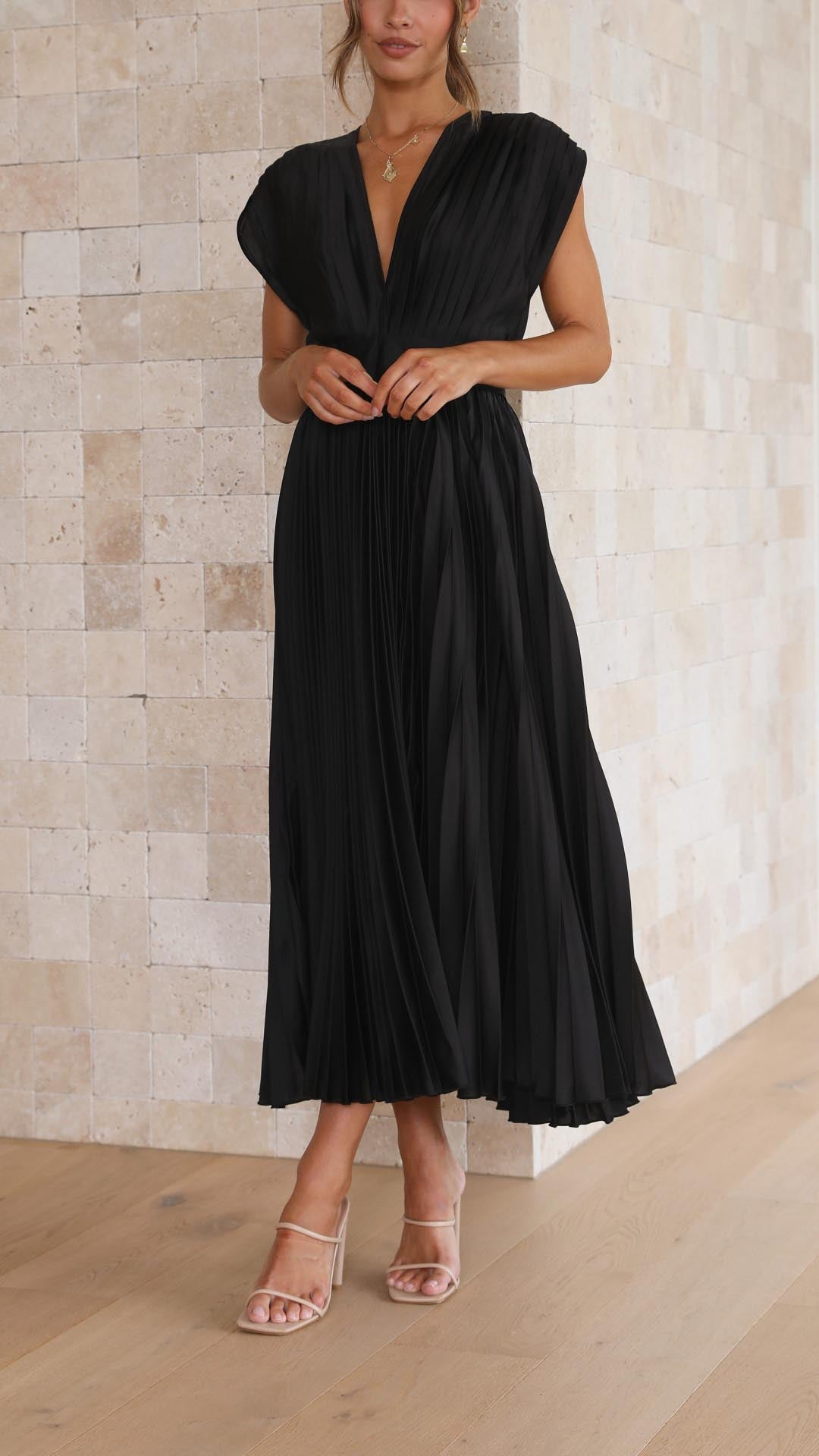 Alexis – Grecian Pleated Midi Dress
