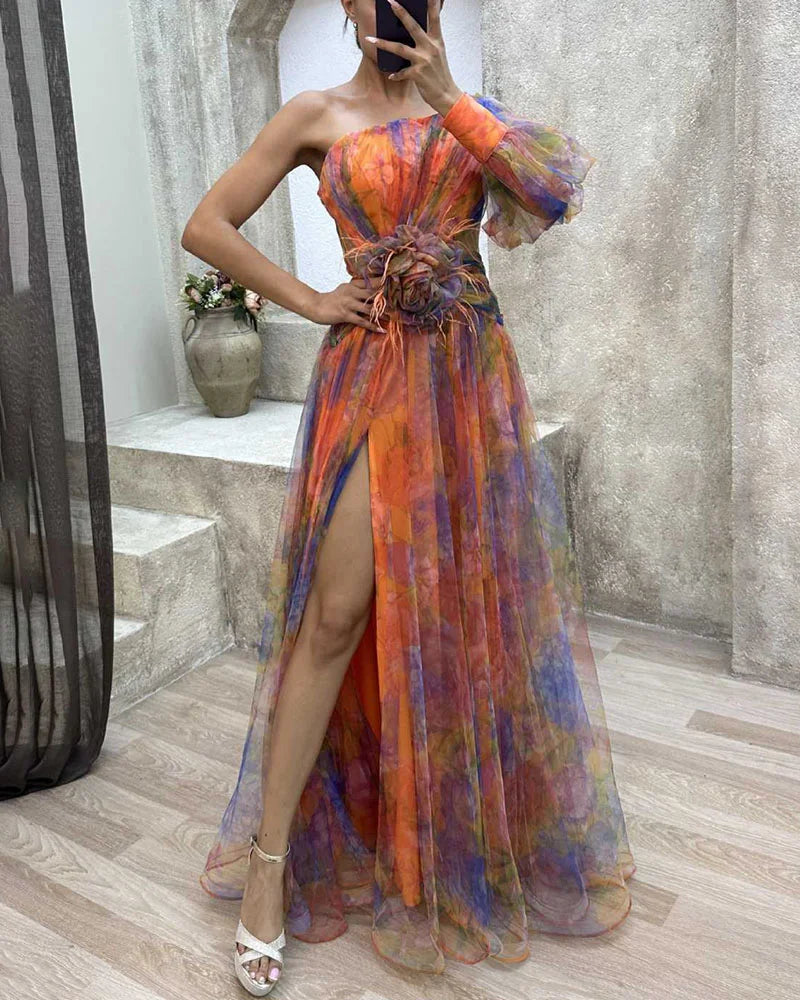 Colorful Long-Sleeved Dress