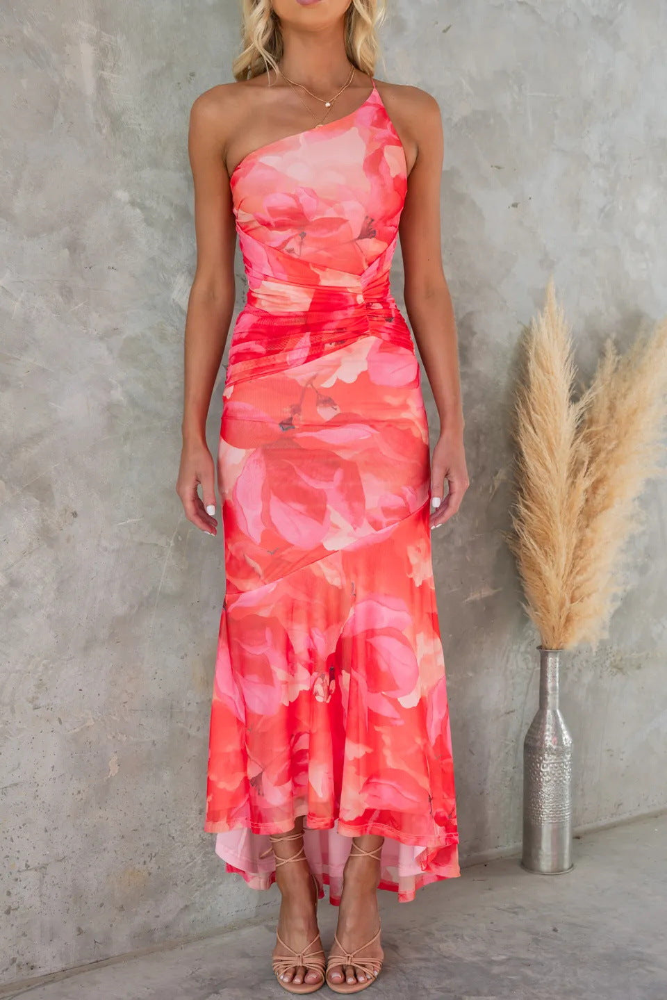Xanthe – Ruched One-Shoulder Maxi Dress