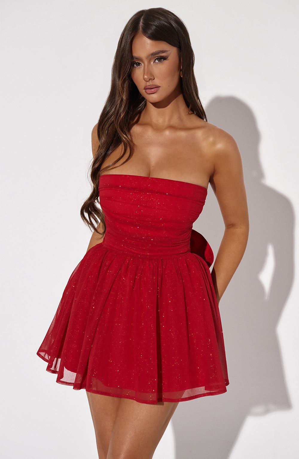 Fiora – Strapless Glitter Mini Dress