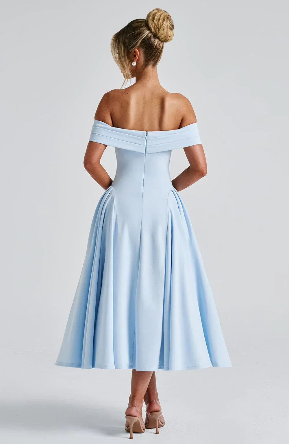 Teodora – Off-Shoulder Pleated Midi Gown
