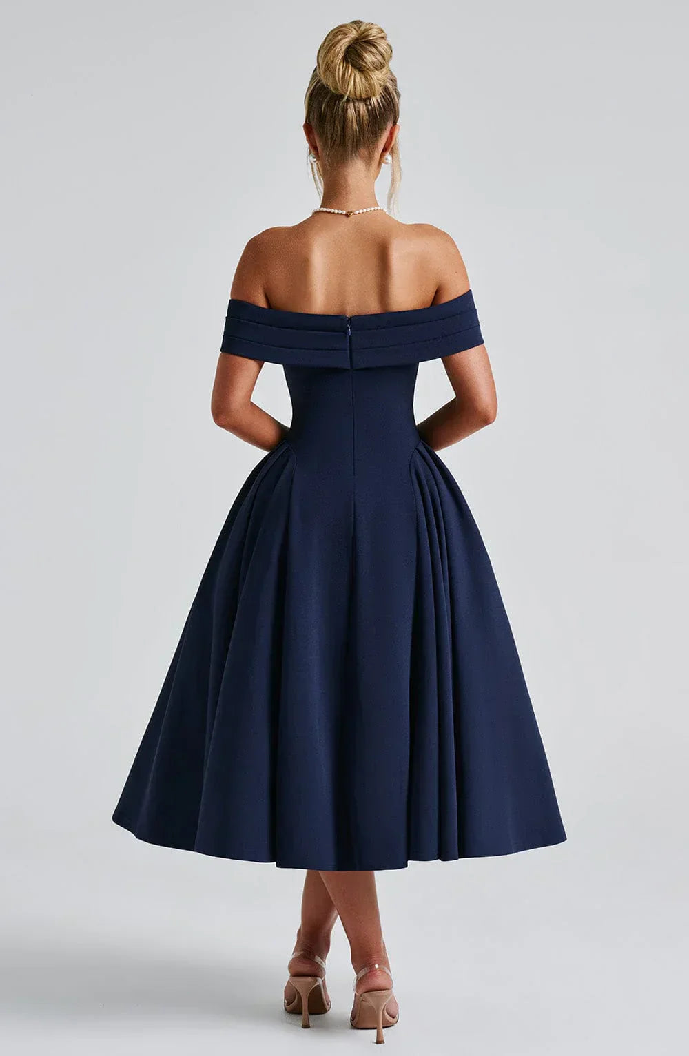 Teodora – Off-Shoulder Pleated Midi Gown