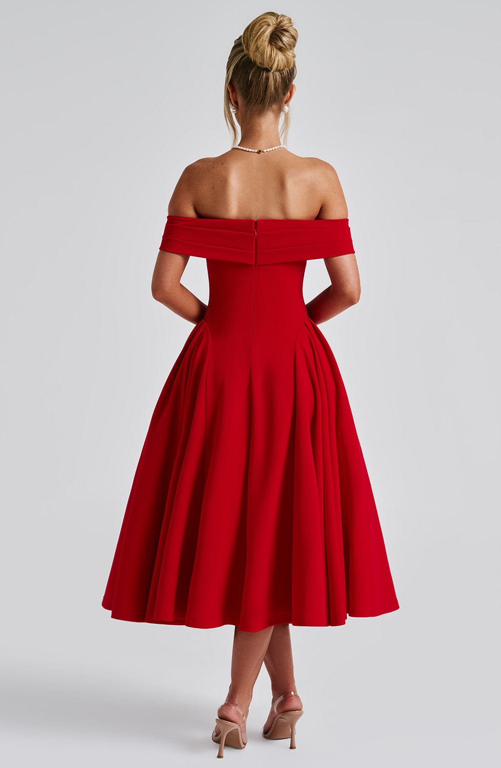 Teodora – Off-Shoulder Pleated Midi Gown