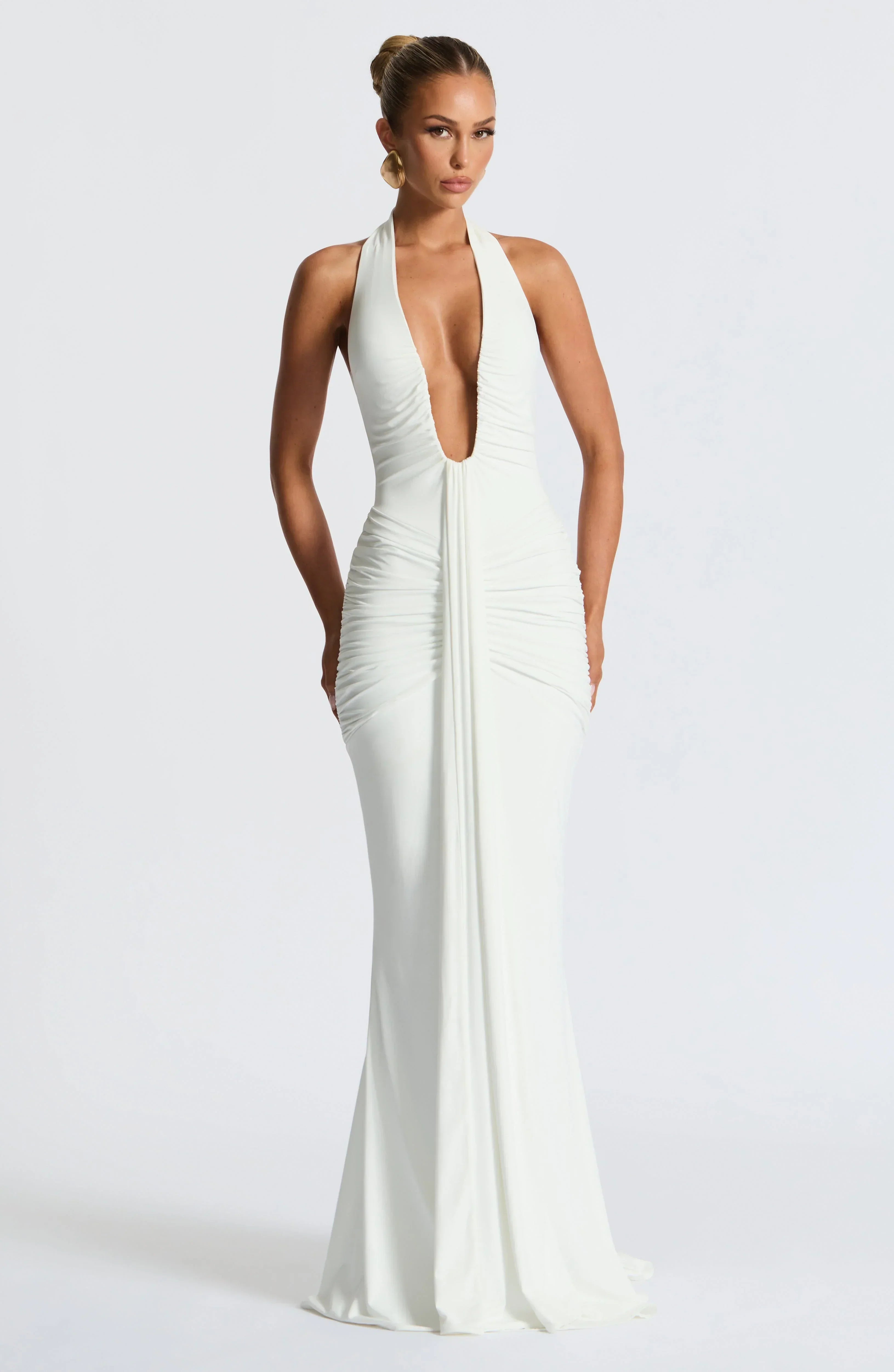 Severina – Deep Plunge Halter Gown